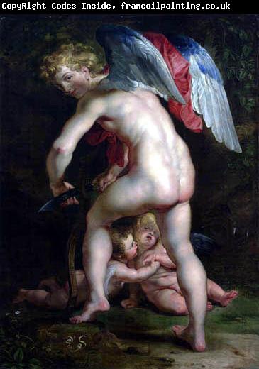 Peter Paul Rubens Cupid (Eros) Carves the Bow